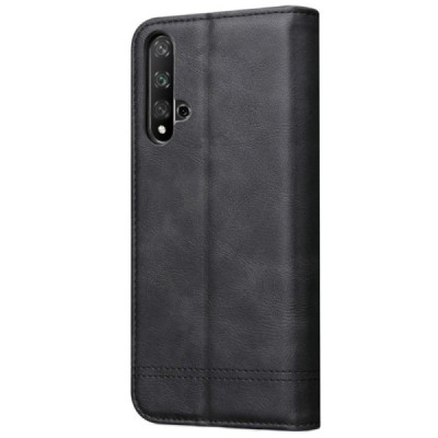 Huawei Honor 20 (Nova 5T) Deluxe ādas atvēramais melns maciņš (maks) | Vacins.lv