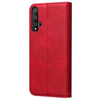 Huawei Honor 20 (Nova 5T) Deluxe ādas atvēramais sarkans maciņš (maks) | Vacins.lv