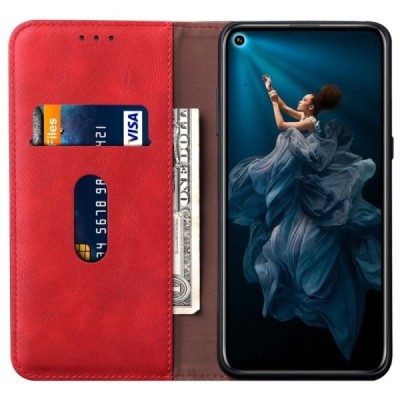 Huawei Honor 20 (Nova 5T) Deluxe ādas atvēramais sarkans maciņš (maks) | Vacins.lv