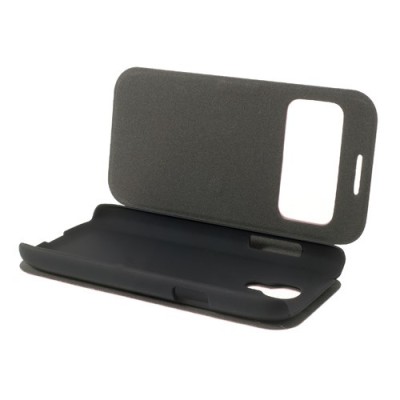 Samsung Galaxy S4 mini i9195 S View atverčiamas rožinis odinis dėklas / Priedai.lt