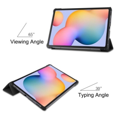 Samsung Galaxy Tab S6 Lite 10.4" (2022) atverčiamas juodas odinis dėklas - knygutė | Priedai.lt