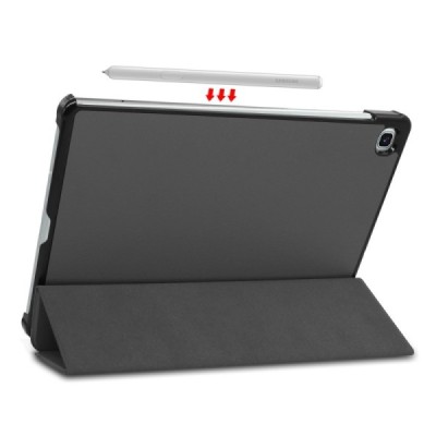 Samsung Galaxy Tab S6 Lite 10.4" (2022) atvēramais ādas pelēks maciņš | Vacins.lv