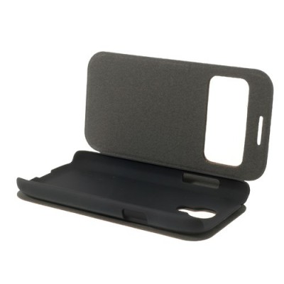 Samsung Galaxy S4 mini i9195 S View atvēramais brūns ādas futrālis / Vacins.lv