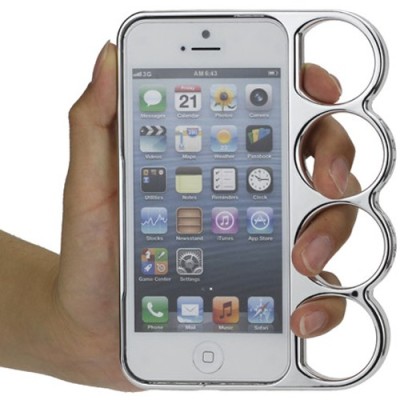 Sidabrinis, plastikinis Apple iPhone SE (5, 5s) dėklas (rėmelis ) - kastetas / Priedai.lt