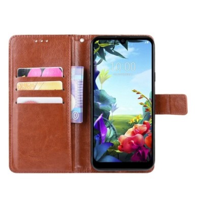 LG K40S (LM-X430) atvēramais ādas brūns maciņš, grāmata (maks) | Vacins.lv