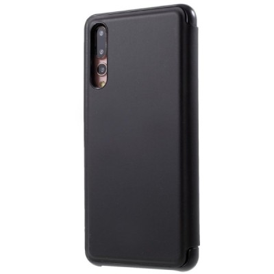 Huawei P20 Pro plastmasas atvērams melns ādas maciņš | Vacins.lv