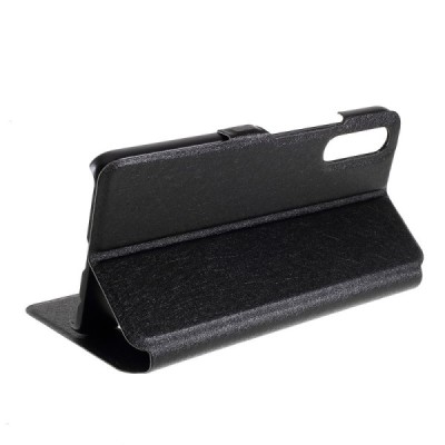 Huawei Honor 9X dual window atvēramais melns maciņš / Vacins.lv