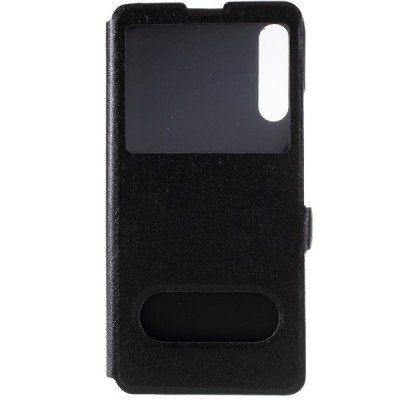 Huawei Honor 9X dual window atvēramais melns maciņš / Vacins.lv