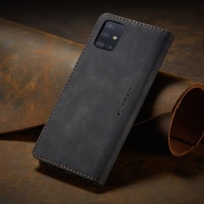 Samsung Galaxy A51 (A515F) CaseMe Retro solidus atverčiamas juodas odinis dėklas - knygutė | Priedai.lt