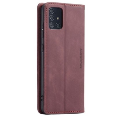 Samsung Galaxy A51 (A515F) CaseMe Retro solidus atverčiamas bordo odinis dėklas - knygutė | Priedai.lt