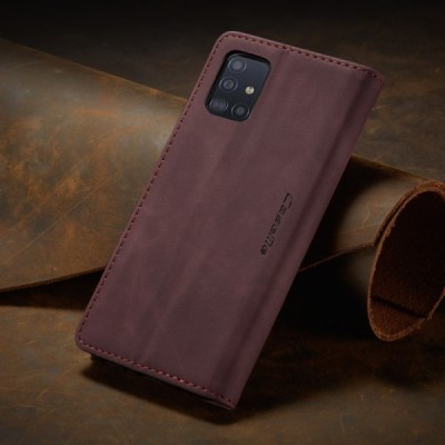 Samsung Galaxy A51 (A515F) CaseMe Retro solidus atverčiamas bordo odinis dėklas - knygutė | Priedai.lt