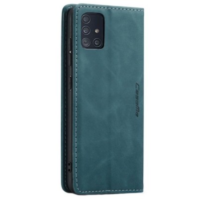 Samsung Galaxy A51 (A515F) CaseMe Retro solīds atvēramais ādas zaļš maciņš - maks | Vacins.lv