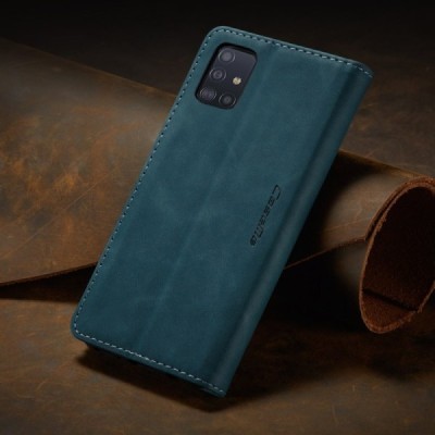 Samsung Galaxy A51 (A515F) CaseMe Retro solīds atvēramais ādas zaļš maciņš - maks | Vacins.lv
