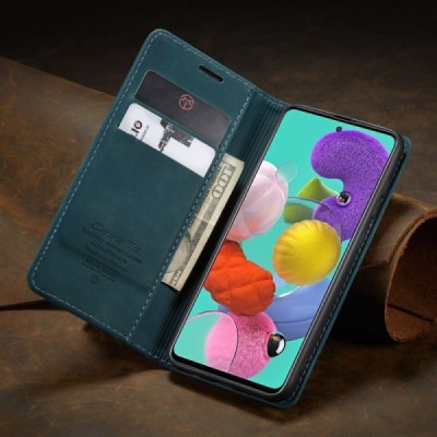 Samsung Galaxy A51 (A515F) CaseMe Retro solīds atvēramais ādas zaļš maciņš - maks | Vacins.lv
