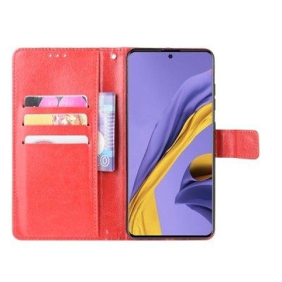 Samsung Galaxy A51 (A515F) atvēramais ādas sarkans maciņš (maks) / Vacins.lv