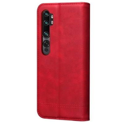 Deluxe atverčiamas raudonas odinis Xiaomi Mi Note 10 (10 Pro) dėklas - knygutė | Priedai.lt
