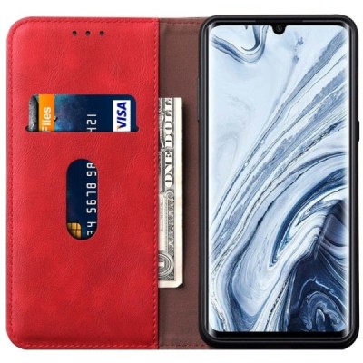 Deluxe atverčiamas raudonas odinis Xiaomi Mi Note 10 (10 Pro) dėklas - knygutė | Priedai.lt