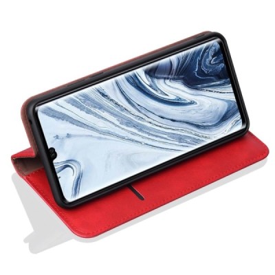 Deluxe atverčiamas raudonas odinis Xiaomi Mi Note 10 (10 Pro) dėklas - knygutė | Priedai.lt