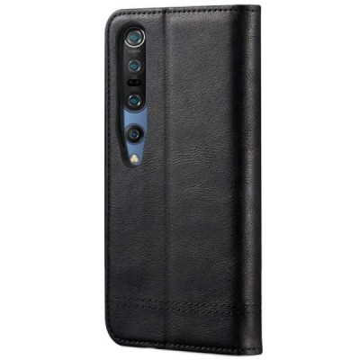 Xiaomi Mi 10 (10 Pro) Deluxe ādas atvēramais melns maciņš (maks) | Vacins.lv