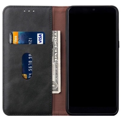 Xiaomi Mi 10 (10 Pro) Deluxe ādas atvēramais melns maciņš (maks) | Vacins.lv