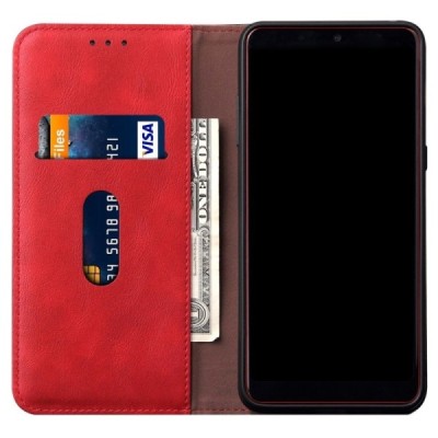 Xiaomi Mi 10 (10 Pro) Deluxe ādas atvēramais sarkans maciņš (maks) | Vacins.lv