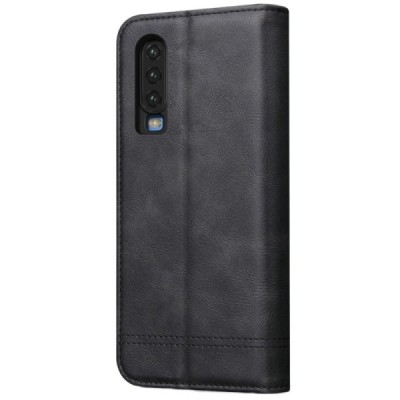 Huawei P30 Deluxe ādas atvēramais melns maciņš (maks) | Vacins.lv