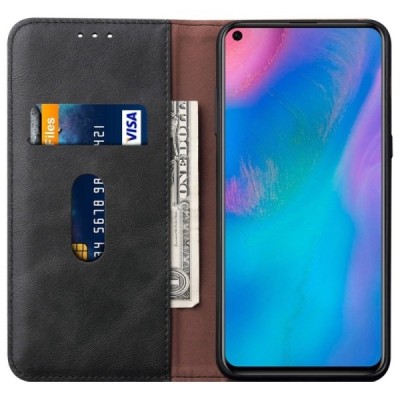 Huawei P30 Deluxe ādas atvēramais melns maciņš (maks) | Vacins.lv