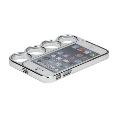 Sidabrinis, plastikinis Apple iPhone SE (5, 5s) dėklas (rėmelis ) - kastetas / Priedai.lt