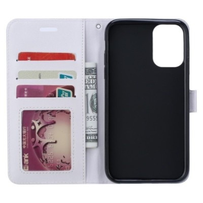 Samsung Galaxy A41 (A415F) atvēramais ādas balts maciņš (maks) / Vacins.lv