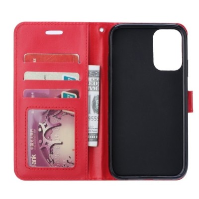 Samsung Galaxy A41 (A415) atverčiamas raudonas odinis dėklas - piniginė / Priedai.lt