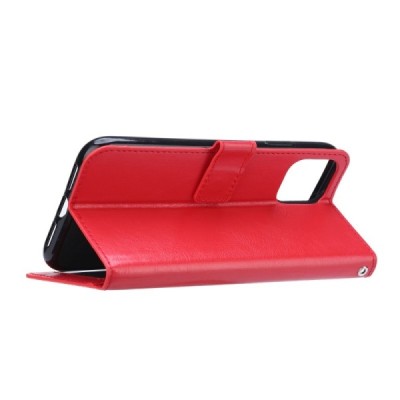 Samsung Galaxy A41 (A415) atverčiamas raudonas odinis dėklas - piniginė / Priedai.lt