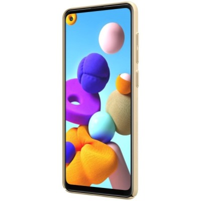 Samsung Galaxy A21s (A217F) Nillkin Frosted Shield zelta plastmasas apvalks | vacins.lv