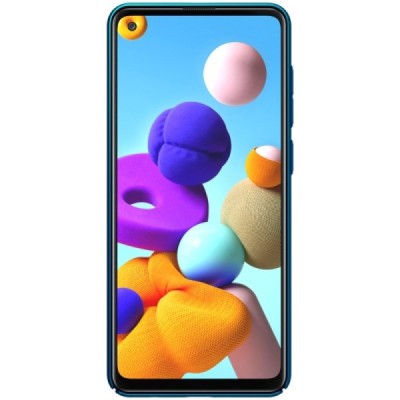 Samsung Galaxy A21s (A217F) Nillkin Frosted Shield mėlynas plastikinis dėklas | Priedai.lt