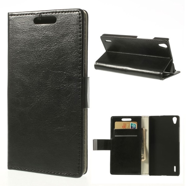 „Crazy Horse“ atverčiamas dėklas - juodas (Ascend P7)