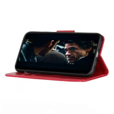 Xiaomi Mi Note 10 Lite atvēramais ādas sarkans maciņš (maks) | Vacins.lv