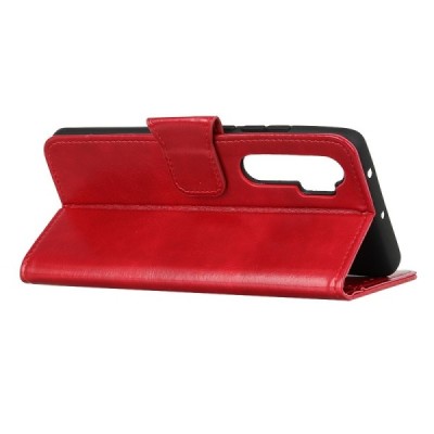 Xiaomi Mi Note 10 Lite atvēramais ādas sarkans maciņš (maks) | Vacins.lv