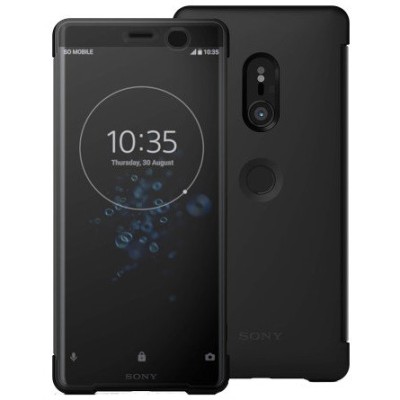 Sony Xperia XZ3 oficiāls Style Cover Touch atvērams melns ādas maciņš | Vacins.lv