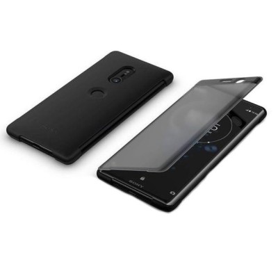 Sony Xperia XZ3 oficiāls Style Cover Touch atvērams melns ādas maciņš | Vacins.lv