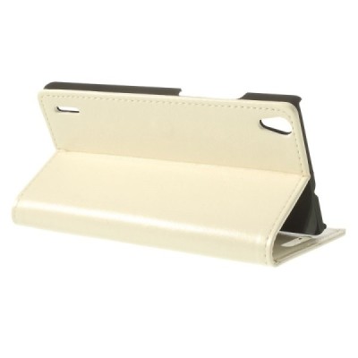 Huawei Ascend P7 atverčiamas baltas odinis dėklas - piniginė / Priedai.lt