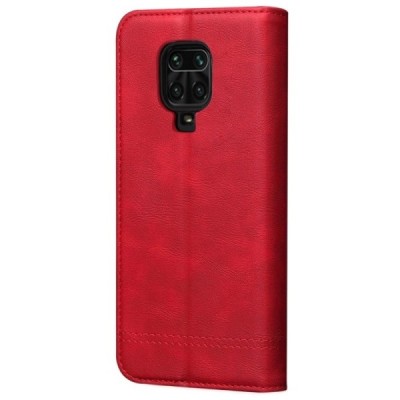 Xiaomi Redmi Note 9 Pro Deluxe ādas atvēramais sarkans maciņš (maks) | Vacins.lv