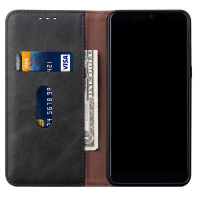 Huawei P40 Lite Deluxe ādas atvēramais melns maciņš (maks) | Vacins.lv