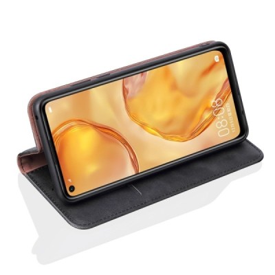 Huawei P40 Lite Deluxe ādas atvēramais melns maciņš (maks) | Vacins.lv