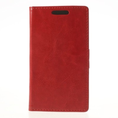 Huawei Ascend P7 atverčiamas raudonas odinis dėklas - piniginė / Priedai.lt