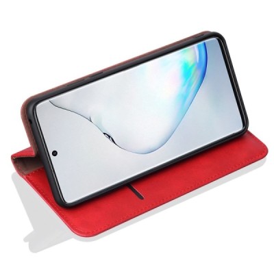 Samsung Galaxy Note10 Lite (N770F) Deluxe ādas atvēramais sarkans maciņš (maks) | Vacins.lv