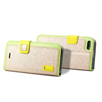 Šampaninis „HelloDeere“ Ice Silk atverčiamas, knygutės tipo Apple iPhone SE (5, 5s) dėklas (dėkliukas) / Priedai.lt