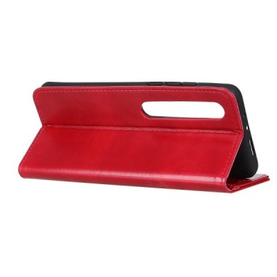 Xiaomi Mi 10 (10 Pro) atvēramais ādas sarkans maciņš (maks) | Vacins.lv