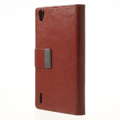 Huawei Ascend P7 atvēramais brūns ādas futrālis - maciņš / Vacins.lv