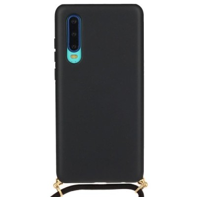 Huawei P30 Shell Strap cieta silikona (TPU) melns apvalks | vacins.lv