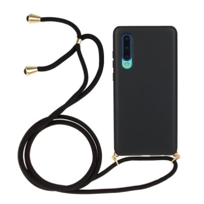 Huawei P30 Shell Strap cieta silikona (TPU) melns apvalks | vacins.lv