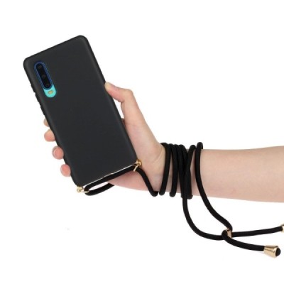 Huawei P30 Shell Strap cieta silikona (TPU) melns apvalks | vacins.lv